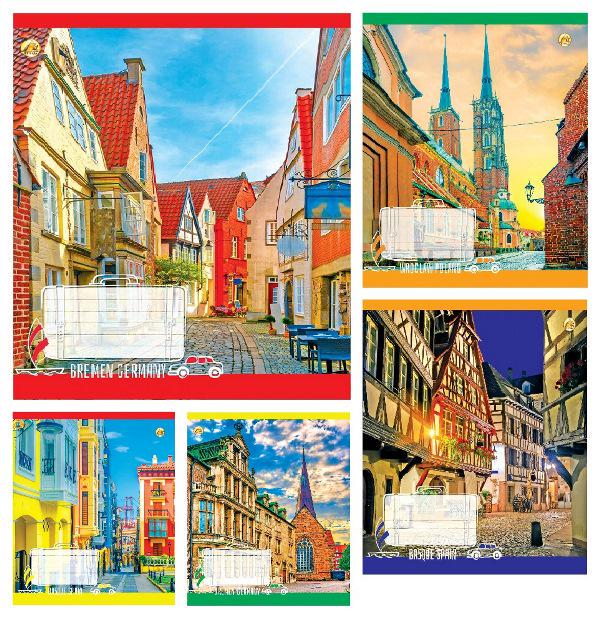 Зошити учнівські Тетрада Міста 60 аркушів клітинка 10 шт. в упаковці