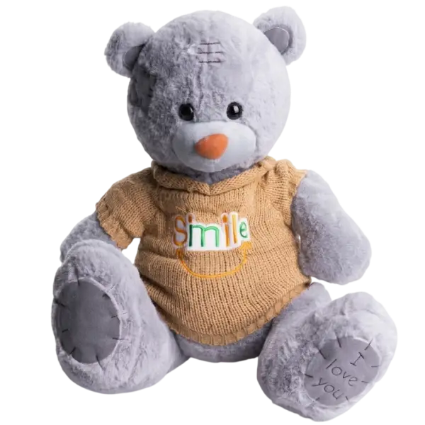 Мягкая игрушка Мишка Тедди с пледом 110х140 см Коричневый/Серый