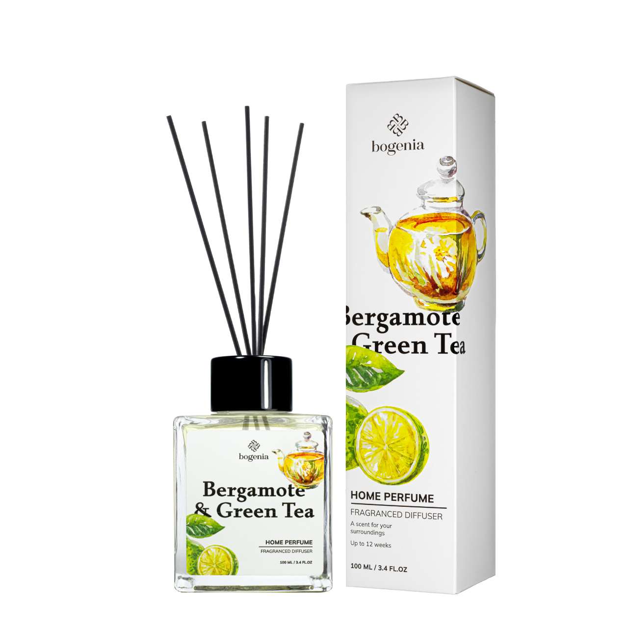 Аромадифузор для дома парфюмированный Bogenia Bergamote&Green Tea 100 мл (BG360.005)