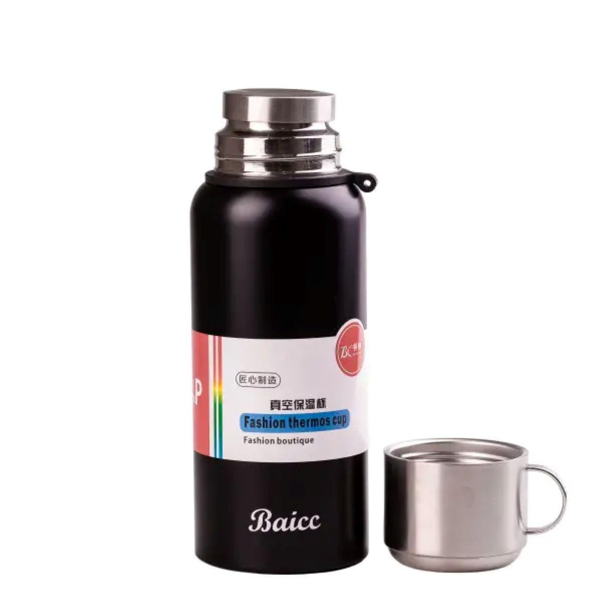 Термос из нержавеющей стали с ручкой 1,2 л Черный (3303)