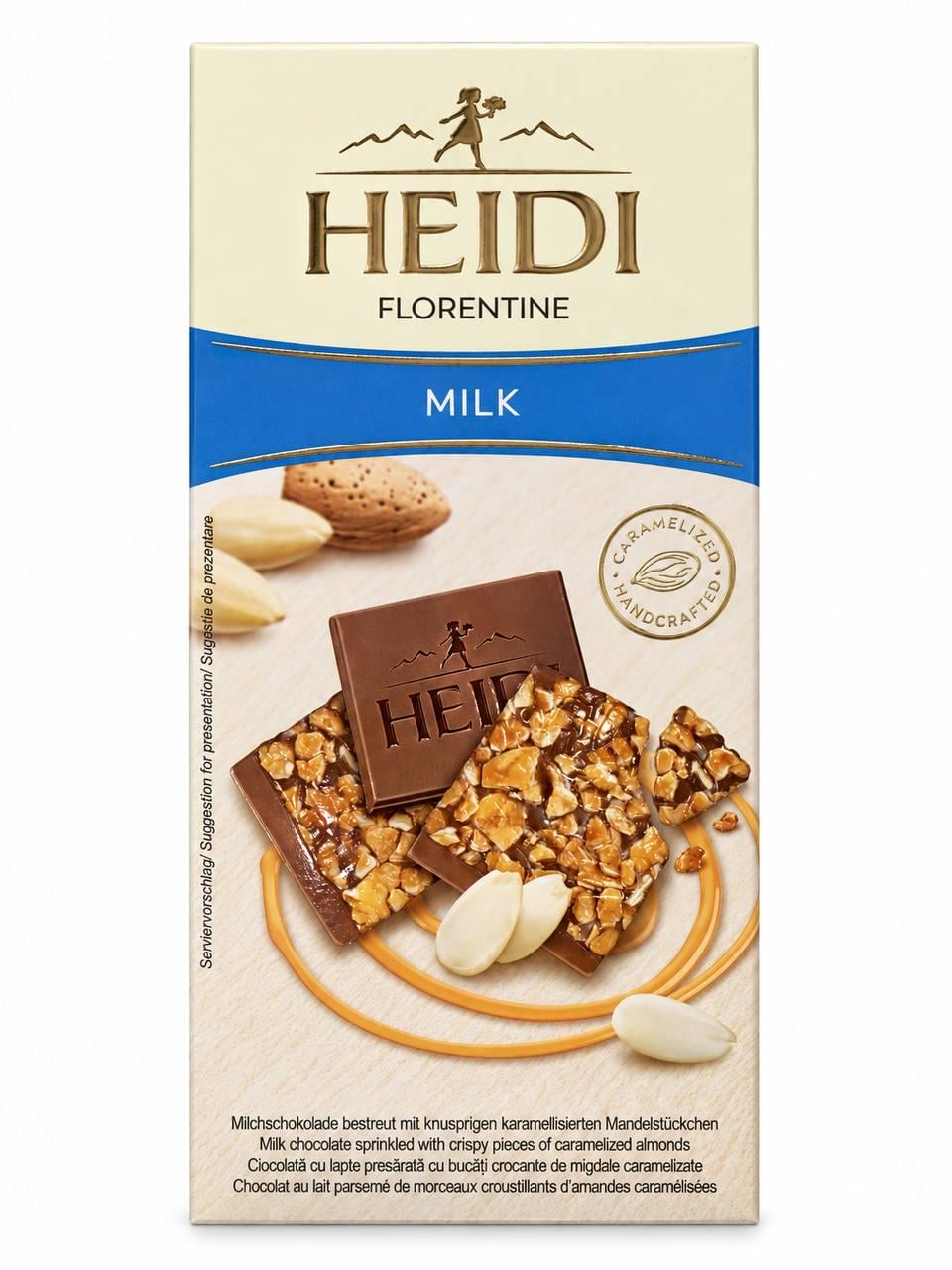 Молочний шоколад Heidi з хрусткими шматочками карамелізованого мигдалю