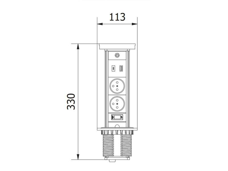 Блок розетковий висувний GTV CAMINO 2 розетки Schuko USB A + C QC бездротове заряджання 10W кабель 1,5 м Чорний (5080) - фото 4