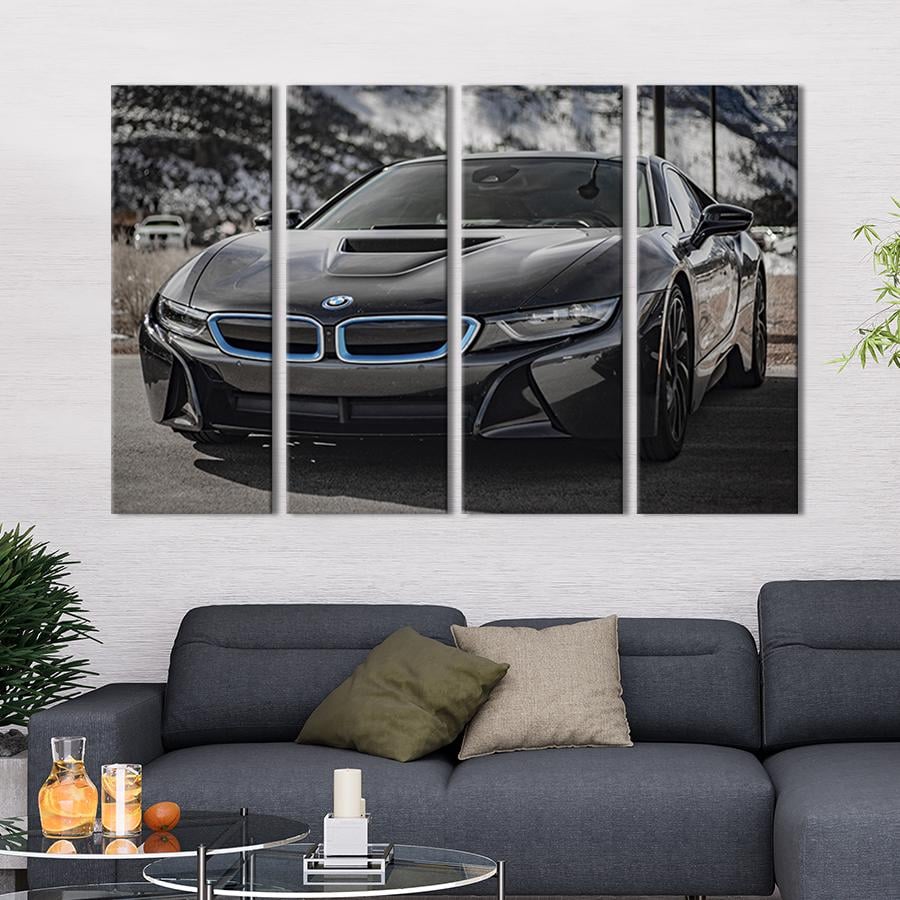 Модульная картина из 4 частей Черный BMW i8 89x53 см (115-41)