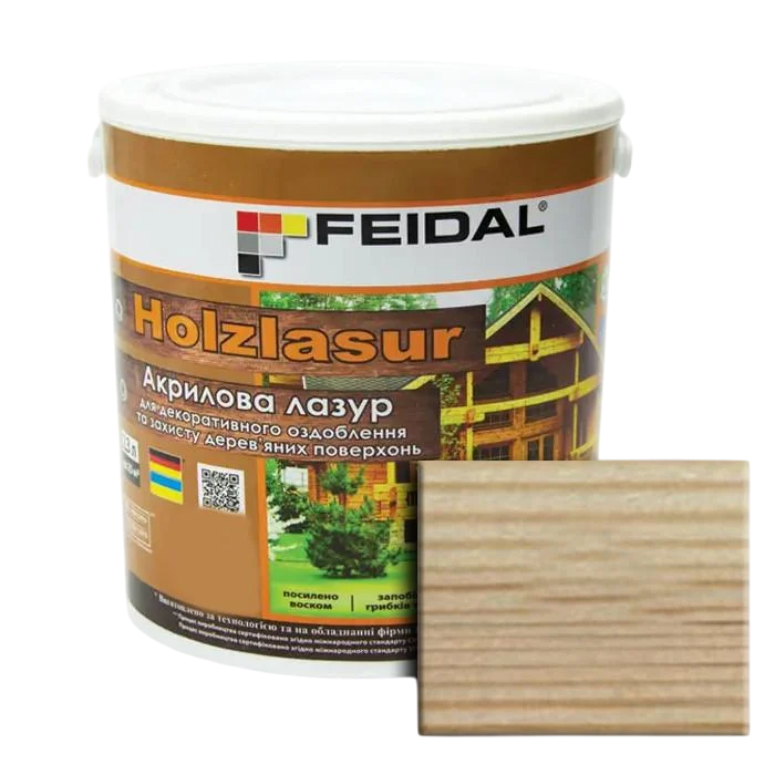 Лазурь акриловая Feidal Holzlasur бесцветная 2,3л (1886455891)
