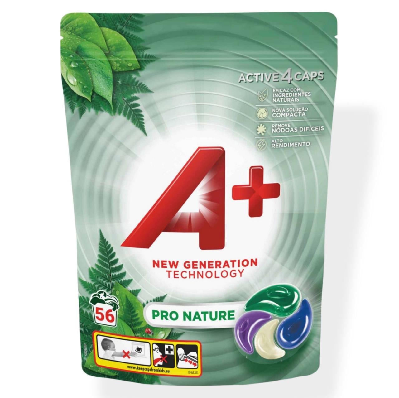 Капсулы для стирки А+ Pro Nature 4в1 для всех типов тканей 56 шт.