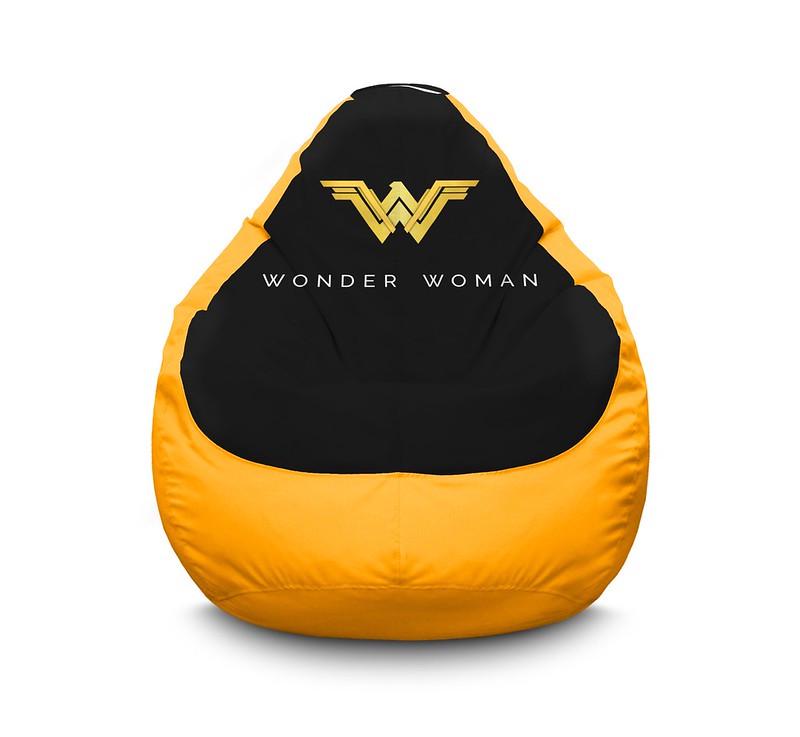 Кресло мешок iPuff Wonder Woman Logo Оксфорд XL 80x110 см Желтый