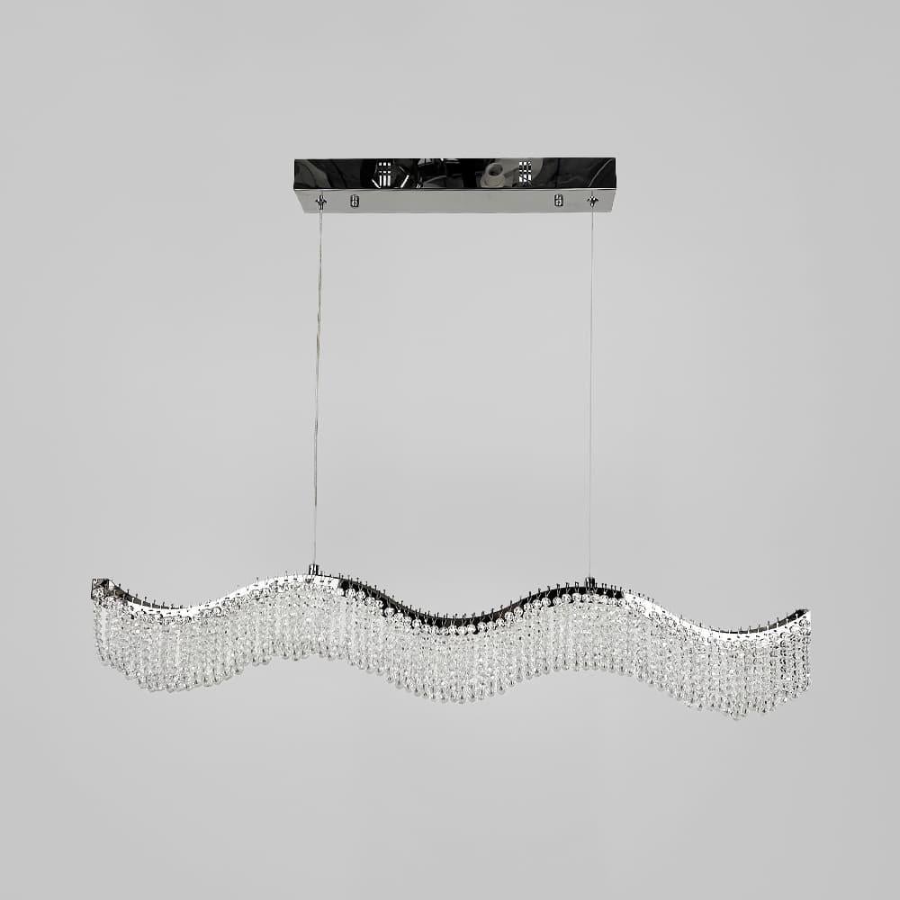 Люстра светодиодная волнистая с хрусталиками 80 см Хром (33056-L800х600 CH)