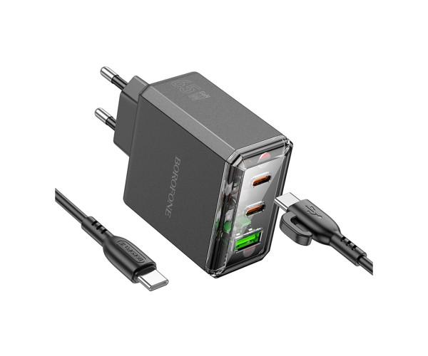 Зарядний пристрій мережевий Borofone BAS34A Type-C/USB PD65W QC3.0 Cable Type-C to Type-C Black Зарядний пристрій мережевий Borofone BAS34A Type-C/USB PD65W QC3.0 Cable Type-C to Type-C Black