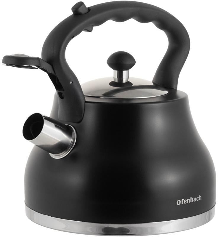 Чайник Ofenbach нержавіюча сталь зі свистком 2,7 л Black (NB-100313BL) - фото 3 Чайник Ofenbach нержавіюча сталь зі свистком 2,7 л Black (NB-100313BL) - фото 3