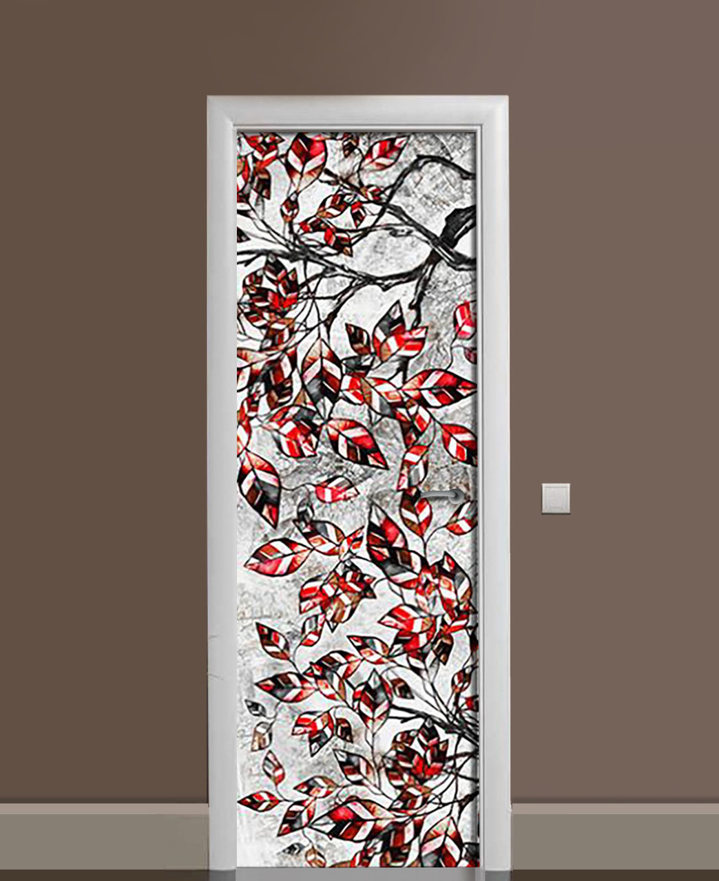 Наклейка 3D на дверь Zatarga "Ветви на витражах" виниловая 650х2000 мм