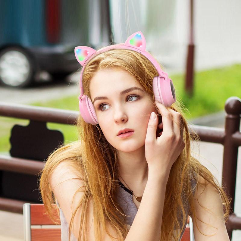 Наушники беспроводные Hoco W27 Cat Ear Ws headphones с кошачьими ушками Розовые - фото 3