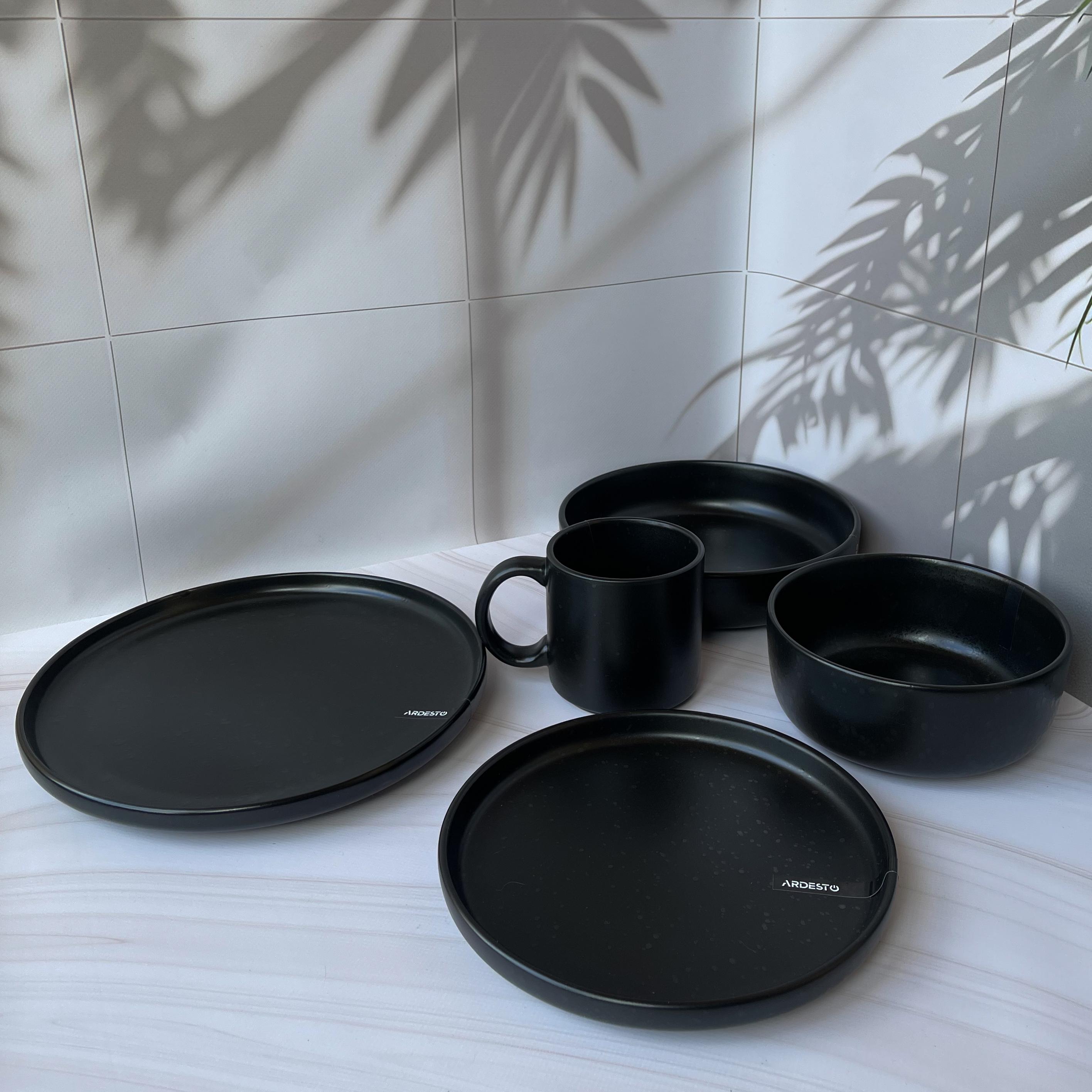 Сервиз столовой посуды Ardesto Trento 5 предметов каменная керамика Черный - фото 2 Сервиз столовой посуды Ardesto Trento 5 предметов каменная керамика Черный - фото 2