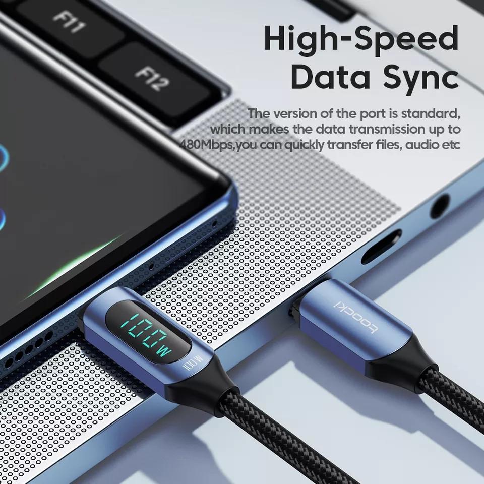 Кабель Toocki Type-C PD 100w Fast Charge с дисплеем Black (25397331) - фото 6