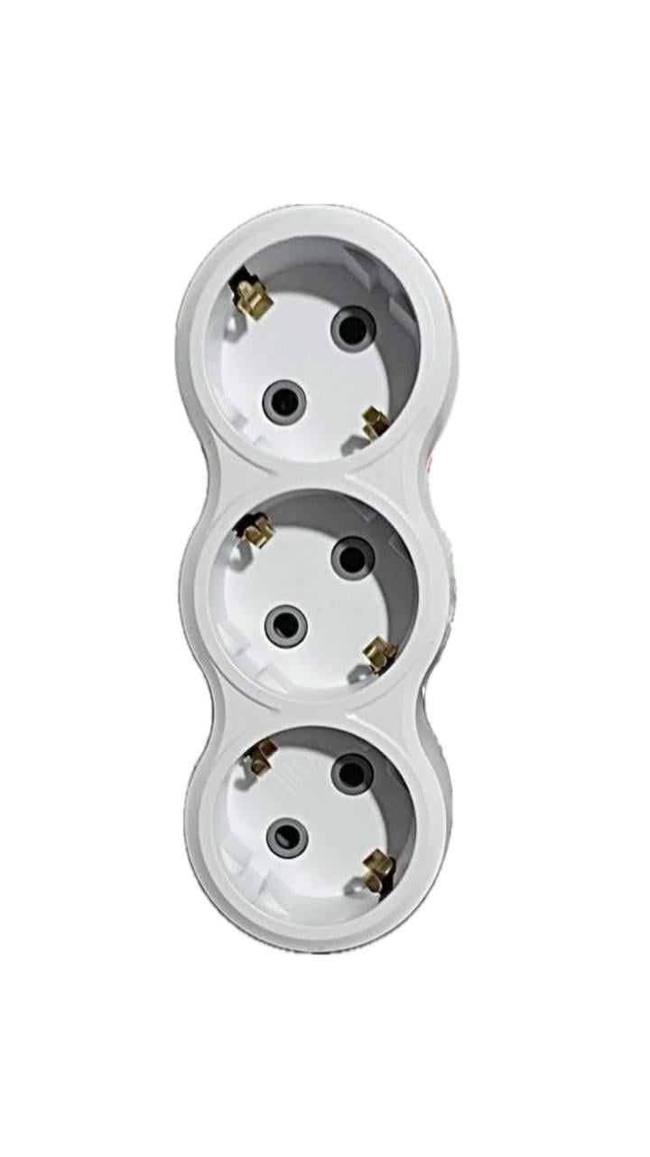 Трійник електричний круглий тригніздовий з заземленням 16А (20091)