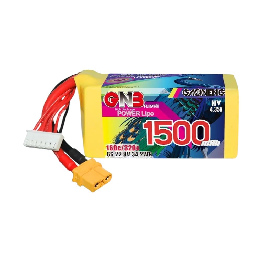 Аккумулятор Gaoneng GNB LiHV 6S1P 1500 mAh 160C с разъемом XT60 для дрона (810486)
