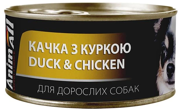 Корм влажный для собак AnimAll утка с курицей в желе 85 г (168319) Корм влажный для собак AnimAll утка с курицей в желе 85 г (168319)