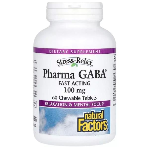 Аміно-комплекс Natural Factors Stress-Relax Pharma GABA 100 мг 60 chewable tabs. (000022053)