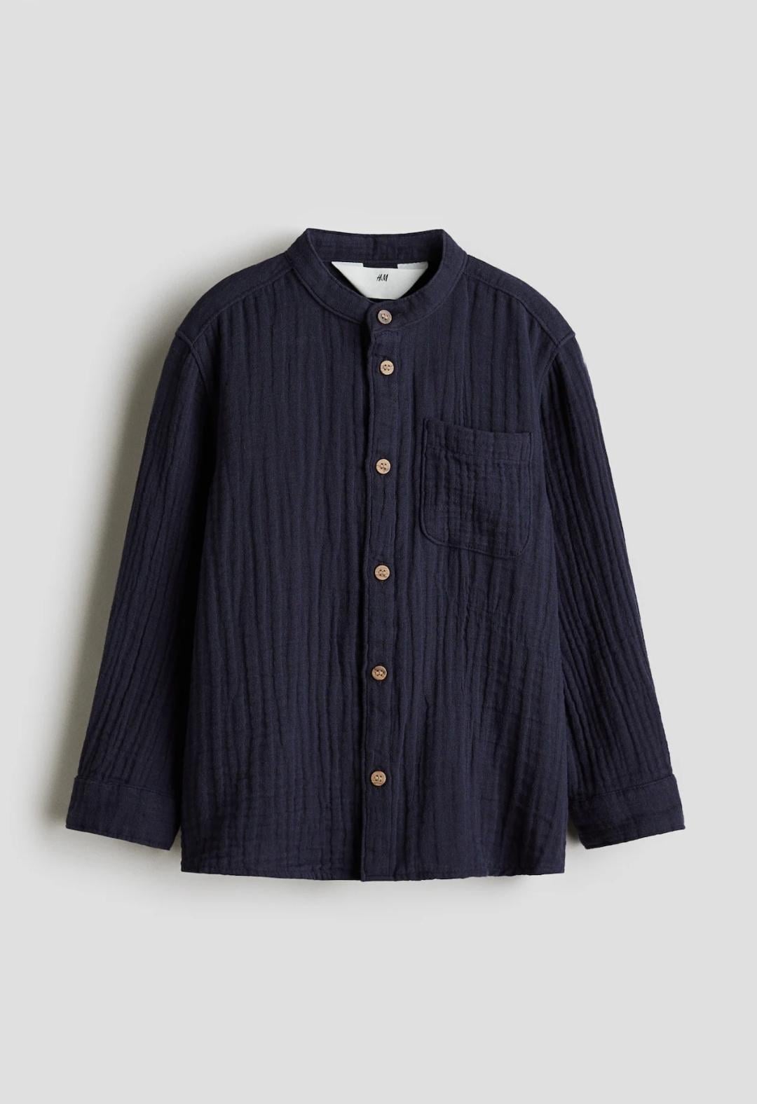 Рубашка для мальчика муслиновая H&M 104 см Темно-синий (26031702C)