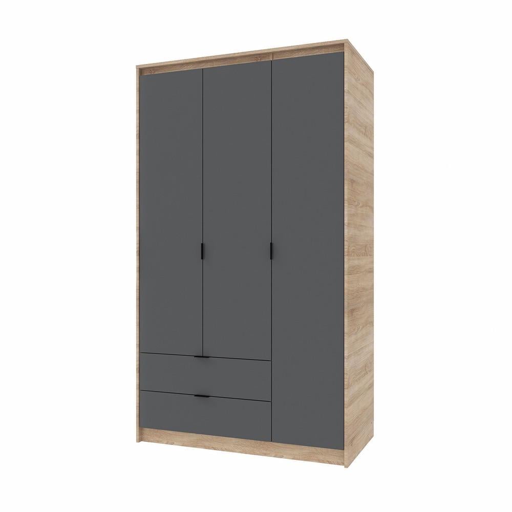 Шкаф для одежды распашный Еверест Сити-1200 с выдвижными ящиками 120,2х50х204,6 см Дуб Сонома/Графит (DTM-071127)