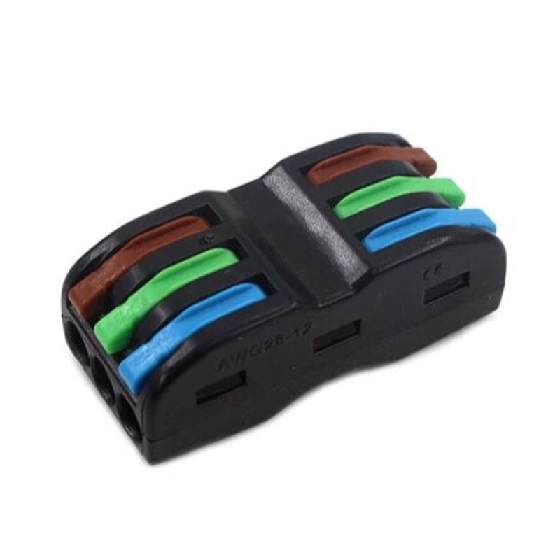 Клемма проходная Tactix 0,08-4 мм2 32А 3х1-3х1 одинарная 39х18х14,5 мм Разноцветный (CT2133c)