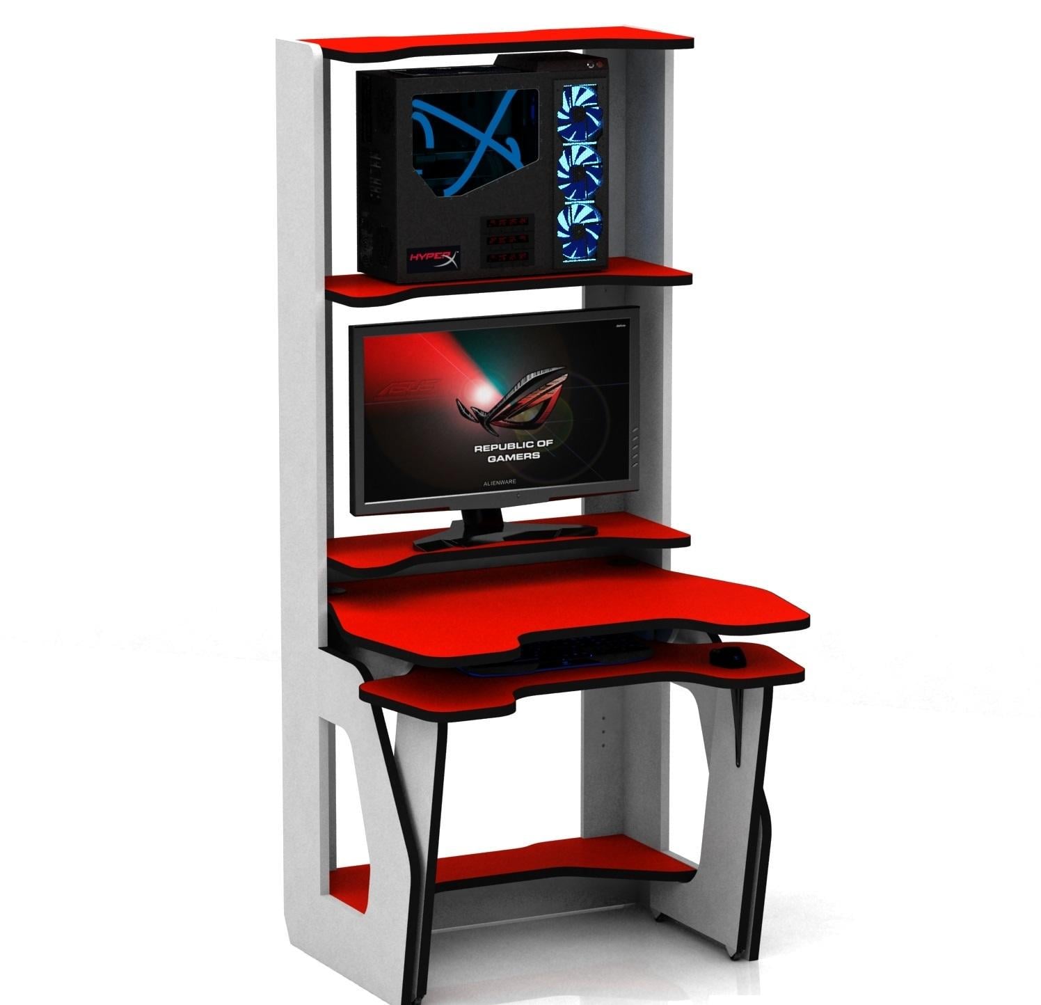 Геймерський стіл XGamer TURBO Білий з червоним (ГСXGT)