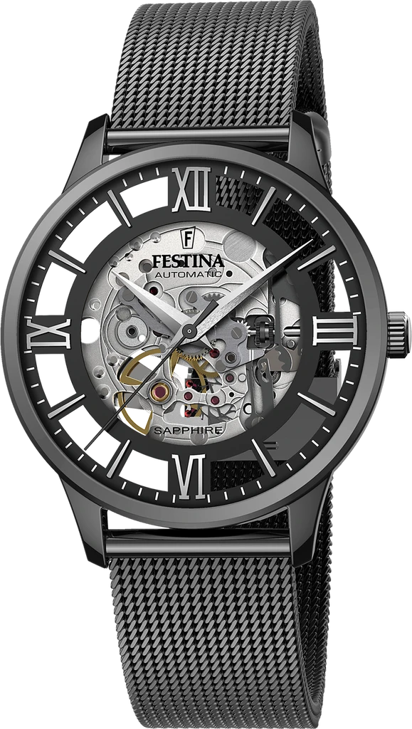 Наручные часы мужские Festina F20535/1 Automatic Skeleton со стальным корпусом/сапфировым стеклом WR 50 м и прозрачным циферблатом Наручные часы мужские Festina F20535/1 Automatic Skeleton со стальным корпусом/сапфировым стеклом WR 50 м и прозрачным циферблатом