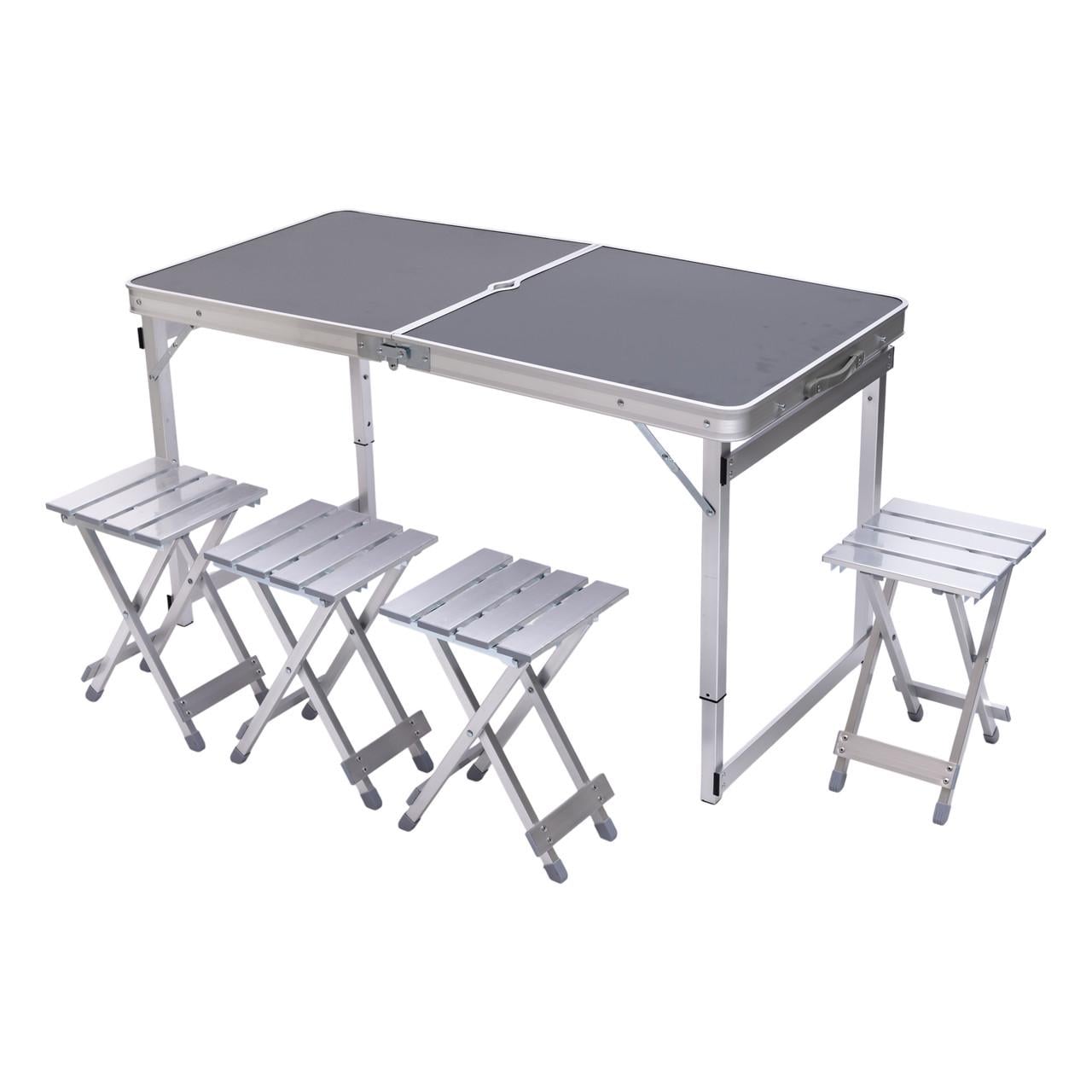 Набір меблів для пікніка посилений стіл та 4 стільці 120х70х75/65/55 см Чорний (JY-12061B)