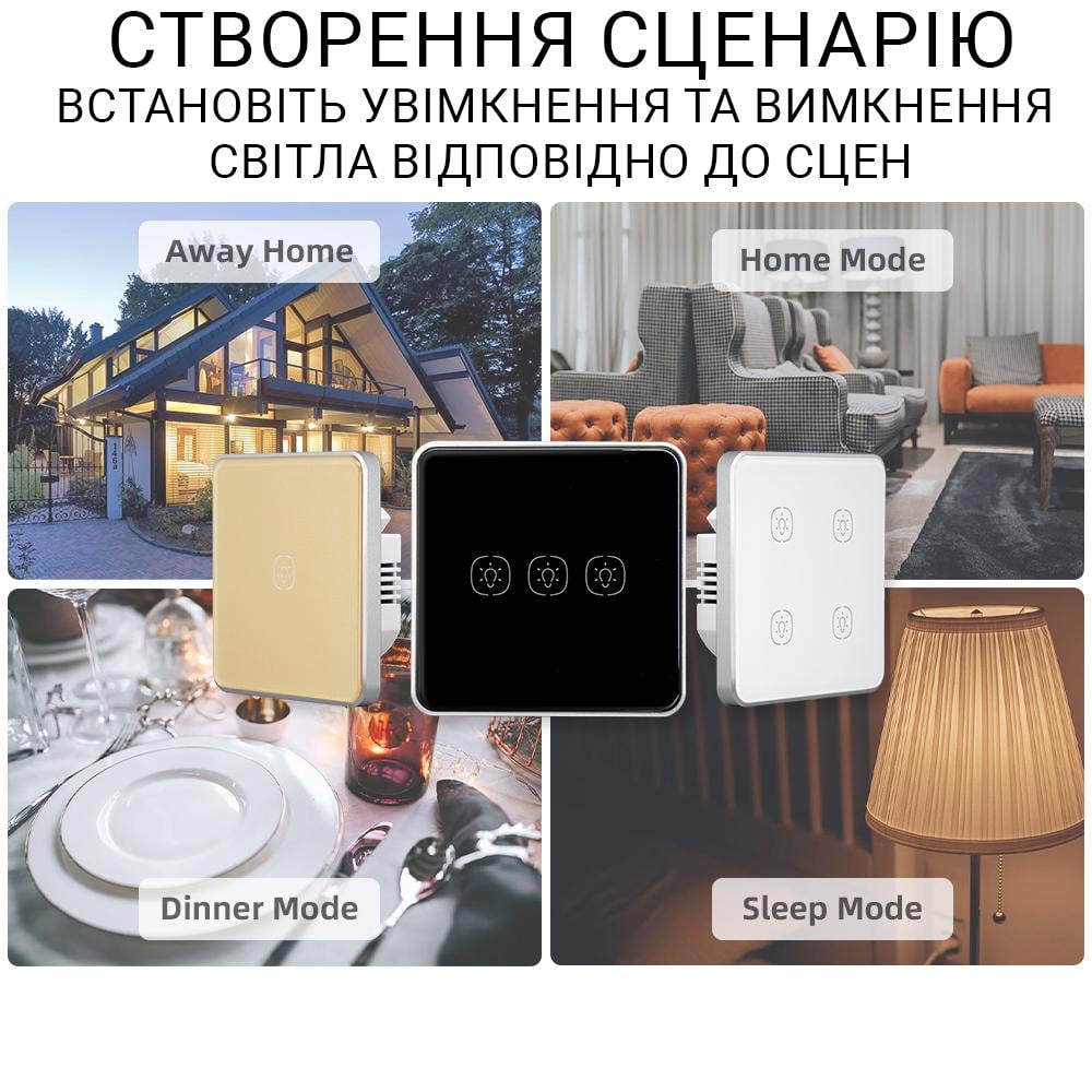 Выключатель Zigbee сенсорный Tuya smart 3 клавиши Черный - фото 5 Выключатель Zigbee сенсорный Tuya smart 3 клавиши Черный - фото 5