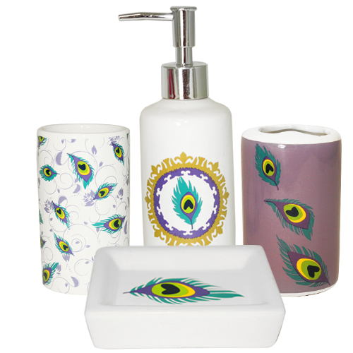 Набор аксессуоров для ванной комнаты SNT Павлиний глаз 4 пр. (888-06-015)