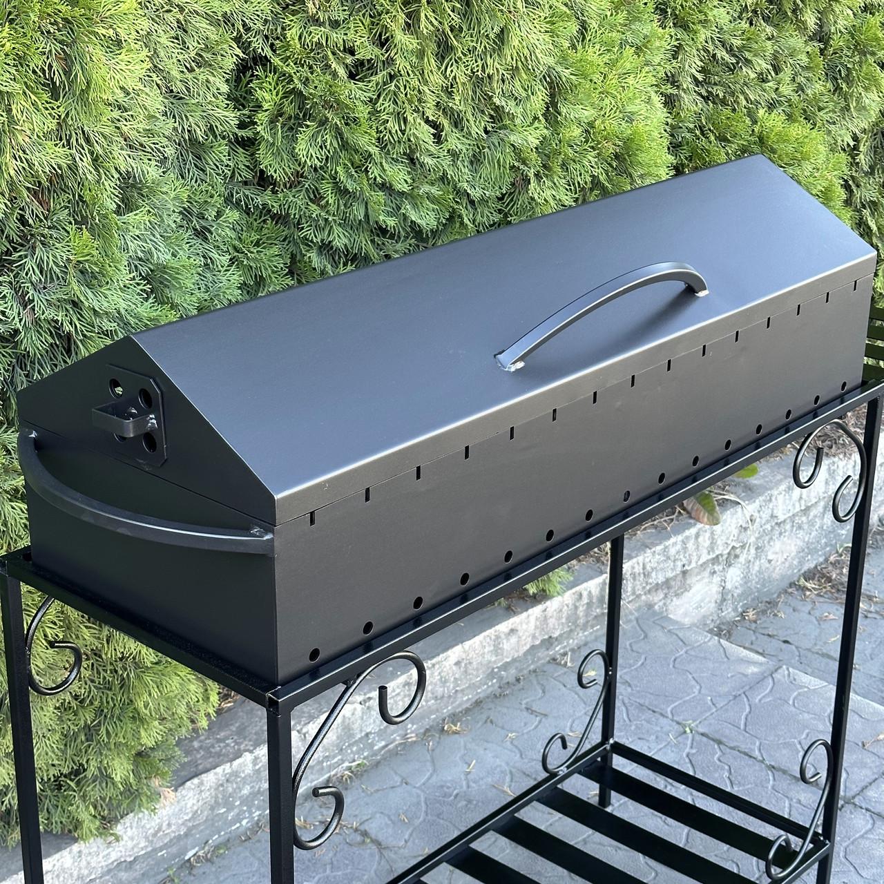 Мангал-барбекю Metalzavod Гефест на 15 шампурів 4 мм на дровниці 151,5х39,5х106,5 см (MBD15-4) - фото 3 Мангал-барбекю Metalzavod Гефест на 15 шампурів 4 мм на дровниці 151,5х39,5х106,5 см (MBD15-4) - фото 3