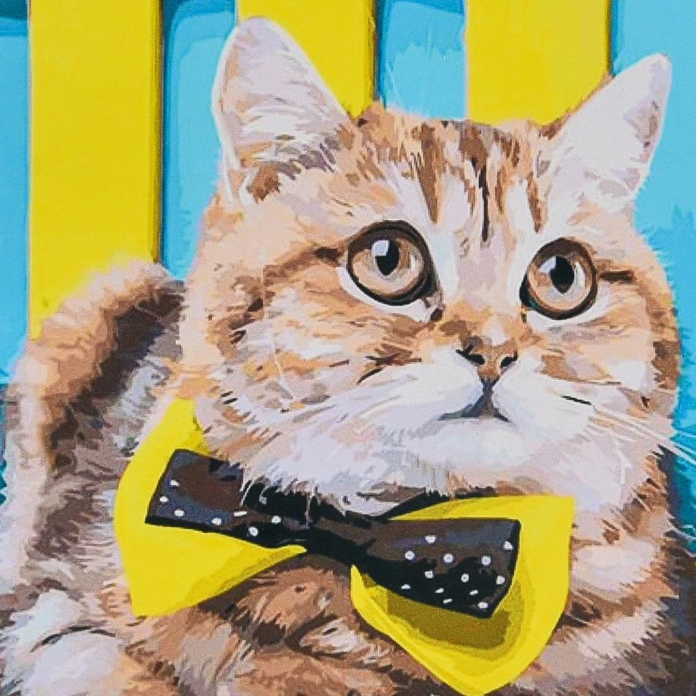 Картина по номерам Strateg Кот в праздничном настроении бриллиантовая вышивка мозаика 30х30 см (VM-127-A-209)