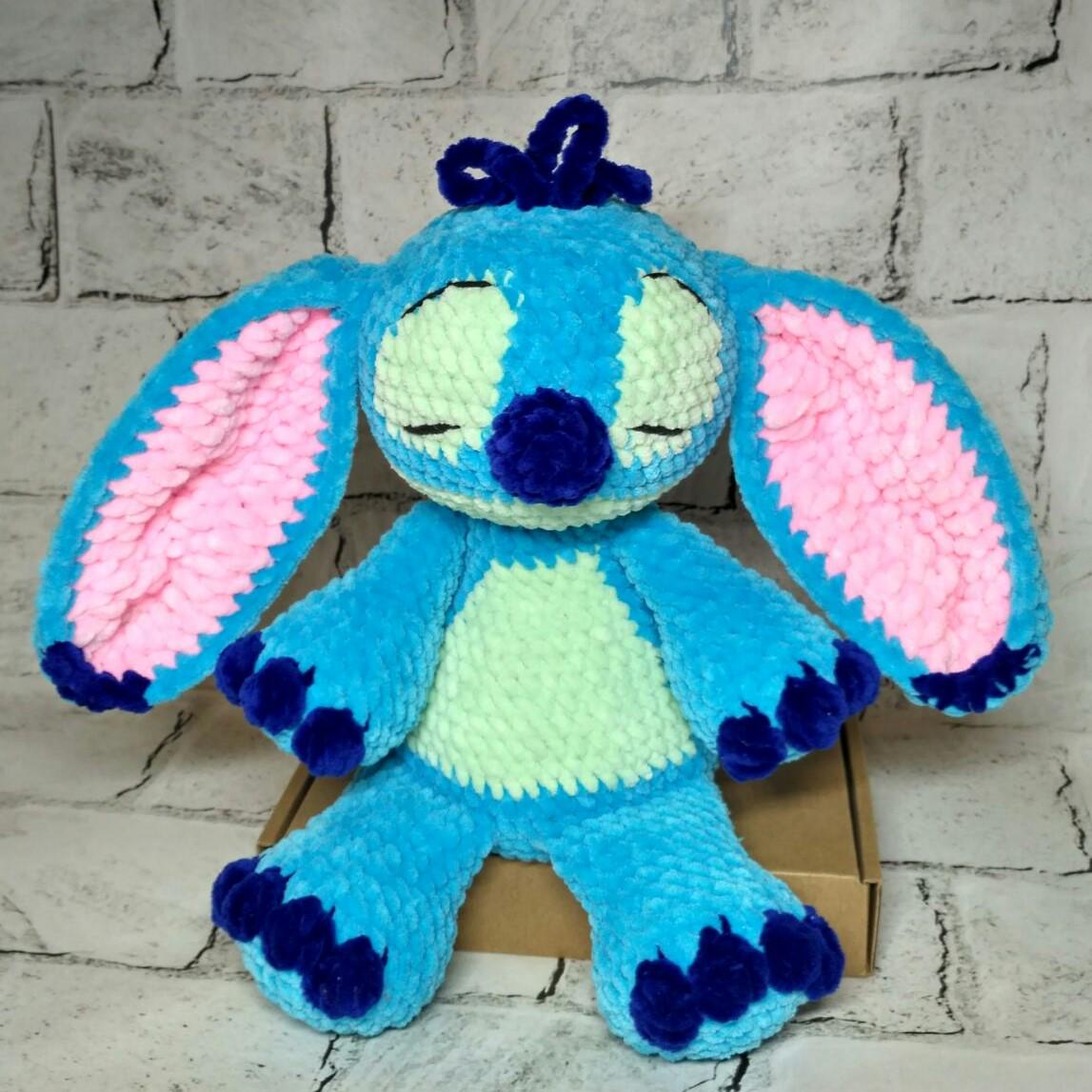 М'яка іграшка ручної роботи в'язана амігурумі Hand Made Стіч плюшевий 27 см Синій (202-93) - фото 1