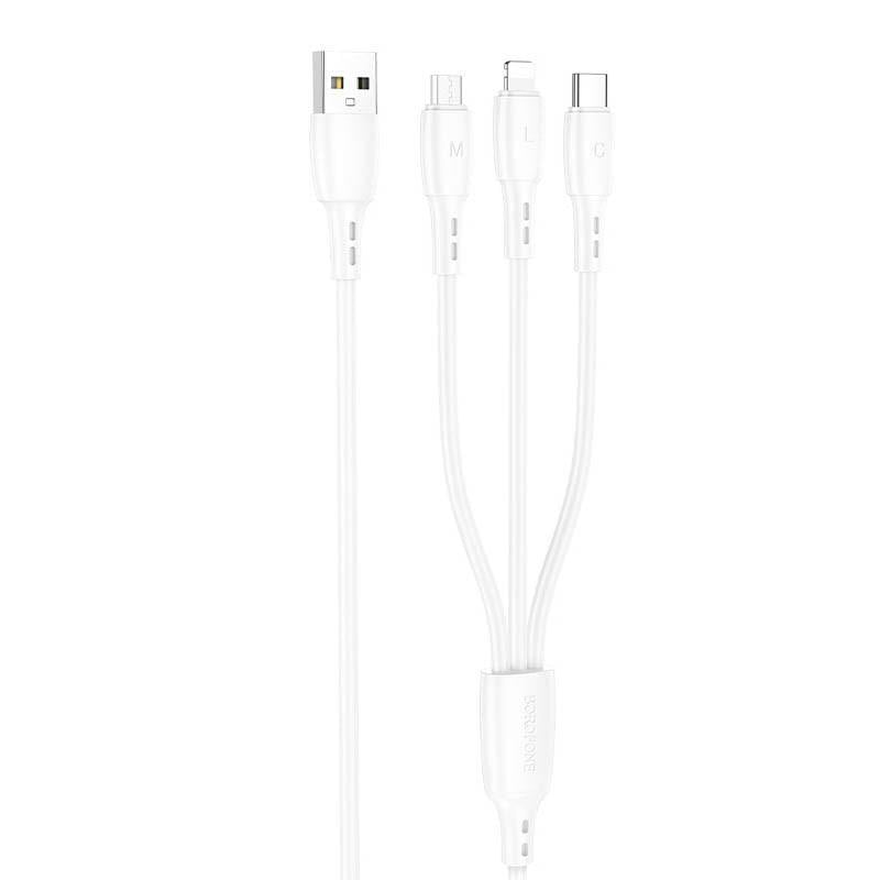 Дата кабель Borofone BX71 USB to 3in1 1 м White