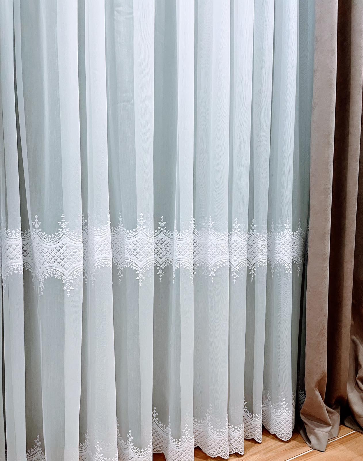 Тюль бамбук с вышивкой по низу 3х2,5 м 1 шт. Белый (2970) - фото 7