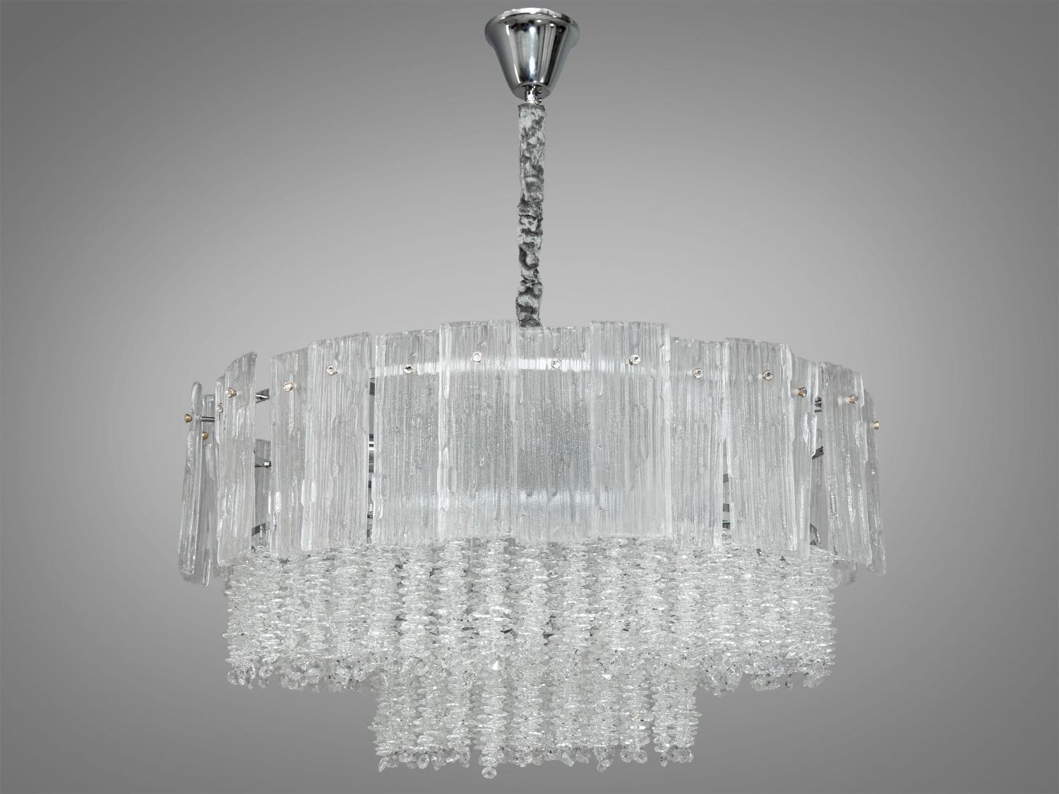 Люстра-подвес Diasha 328-750CH с круглыми стеклянными элементами.