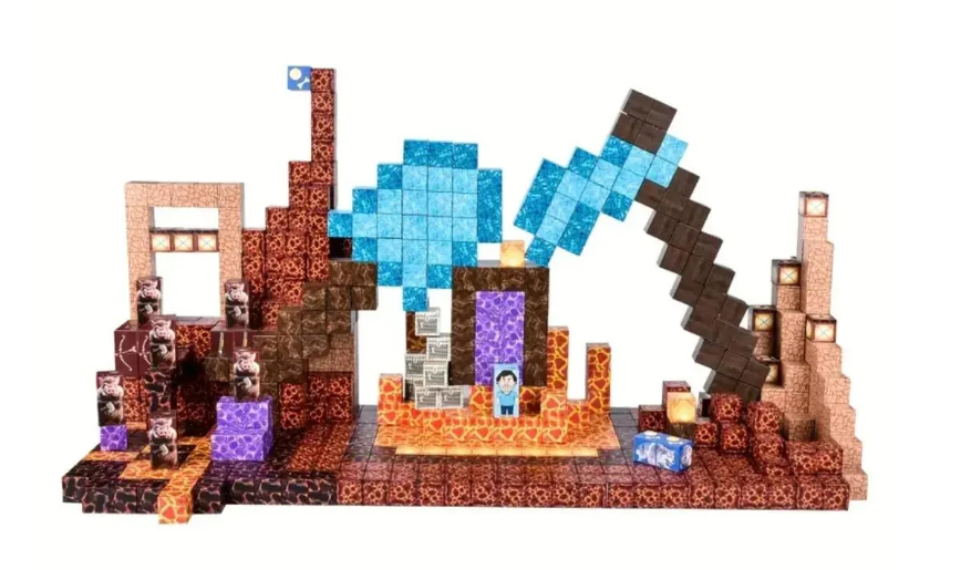 Конструктор Майнкрафт вулкан та портал в підземелля 100 кубиків