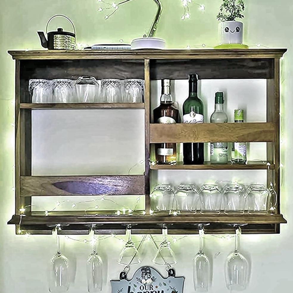 Полка для вина настенная из дерева Симохо Сепия (ПНК-018708)