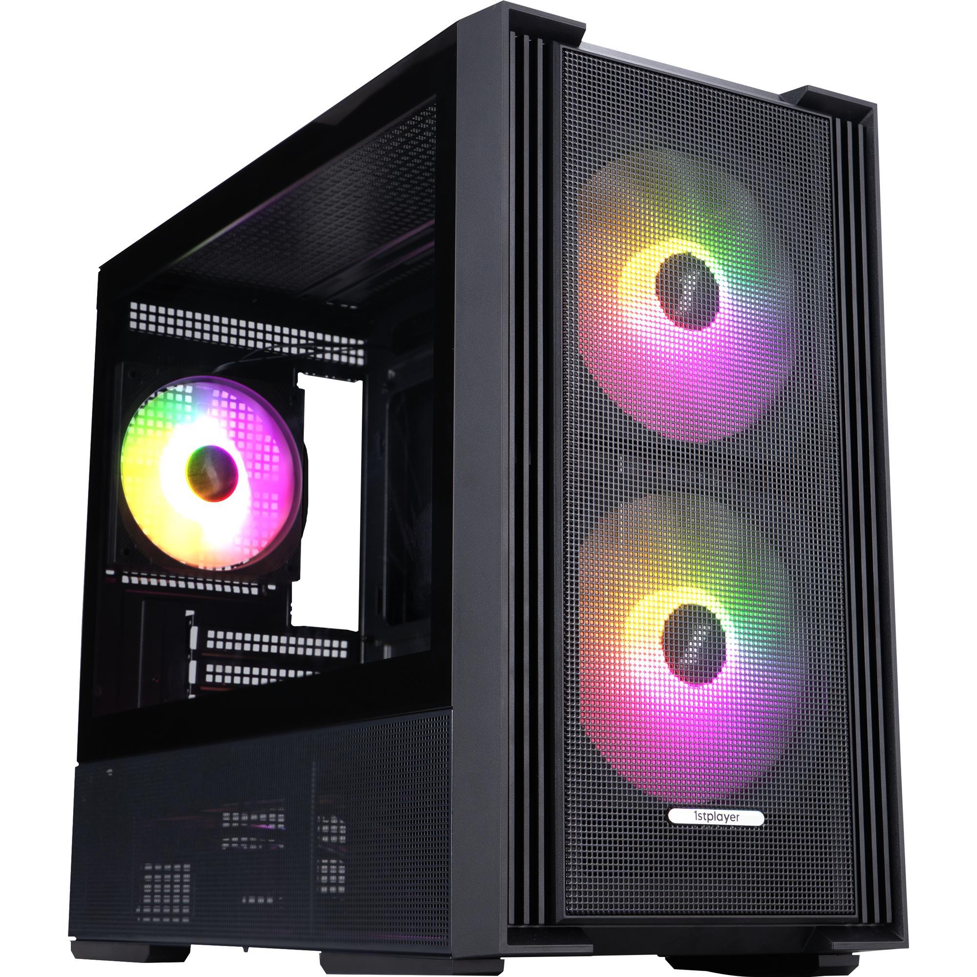 Корпус для ПК 1stPlayer AU6 Midi-Tower no PSU MicroATX/Mini-ITX ARGB Black (AU6-BK-2FA7-14-2FA7R-1FA7)