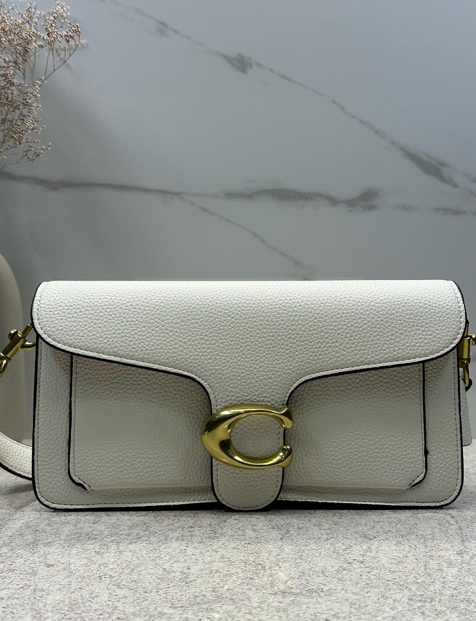Сумка жіноча Coach Tabby 26 шкіряна з фірмовою застібкою C Білий