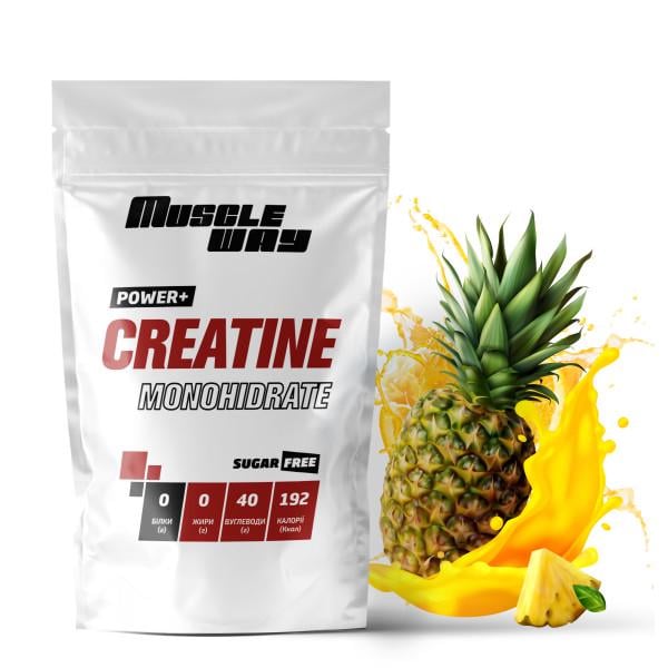 Креатин моногидрат MuscleWay POWER+ 99,9% без сахара Ананас 500 г на 100 порций (21-125-cre-mw-rs500.an)