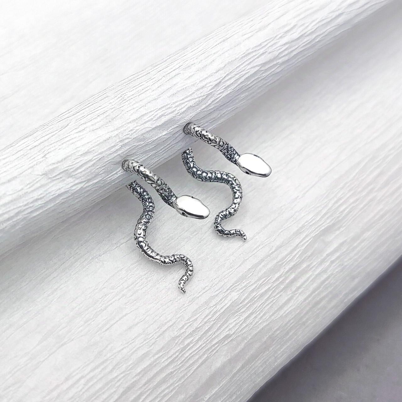 Серебряные серьги-пусеты Змеи (2426939237)