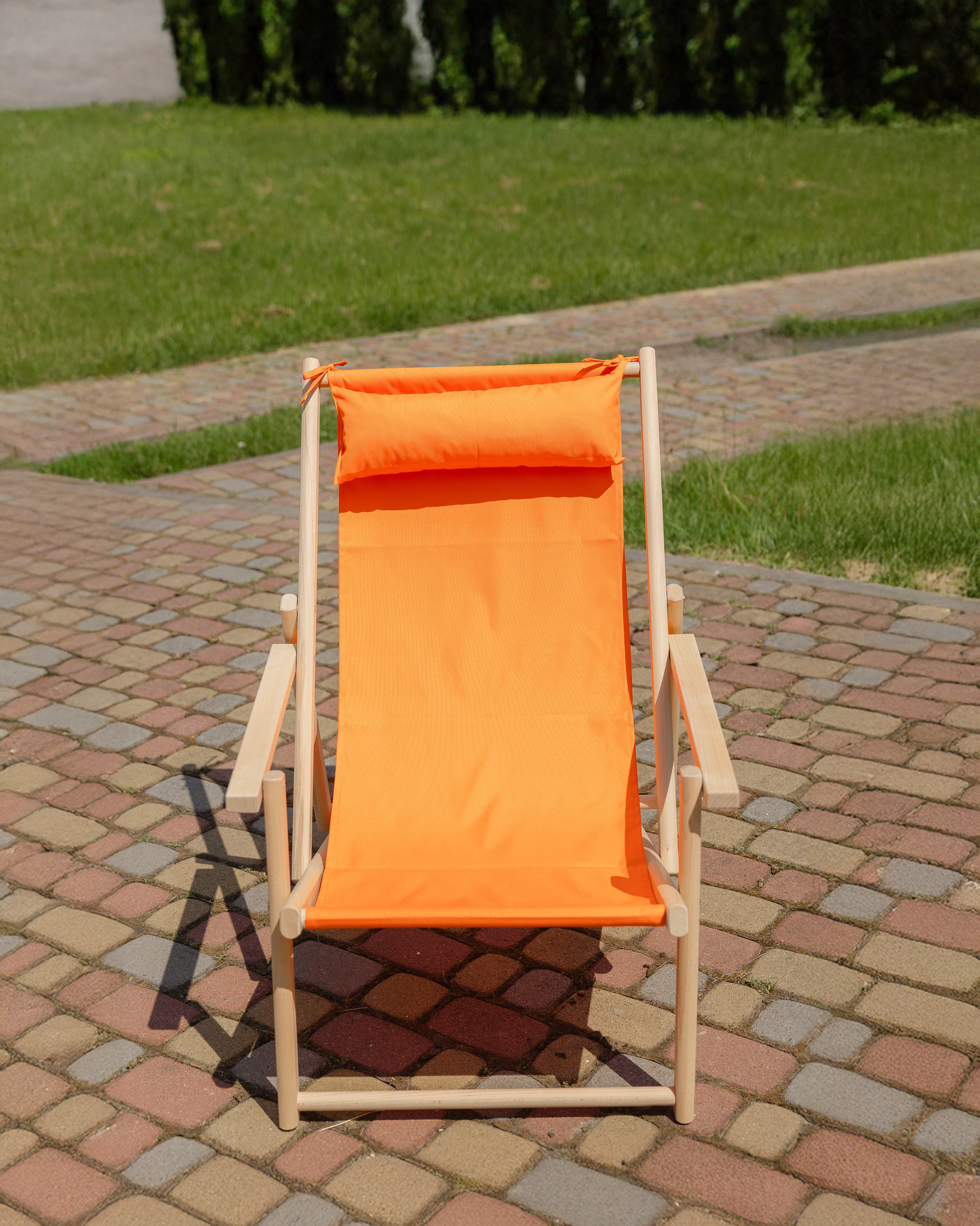 Шезлонг дерев'яний розкладний XRmaster з підлокітниками та підголовником Помаранчевий (0002245) - фото 4 Шезлонг дерев'яний розкладний XRmaster з підлокітниками та підголовником Помаранчевий (0002245) - фото 4
