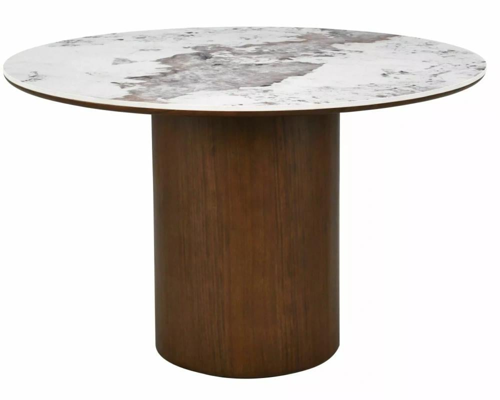 Стол обеденный кухонный Signal Rondo Ceramic ø120 см МДФ и керамика Белый/Орех