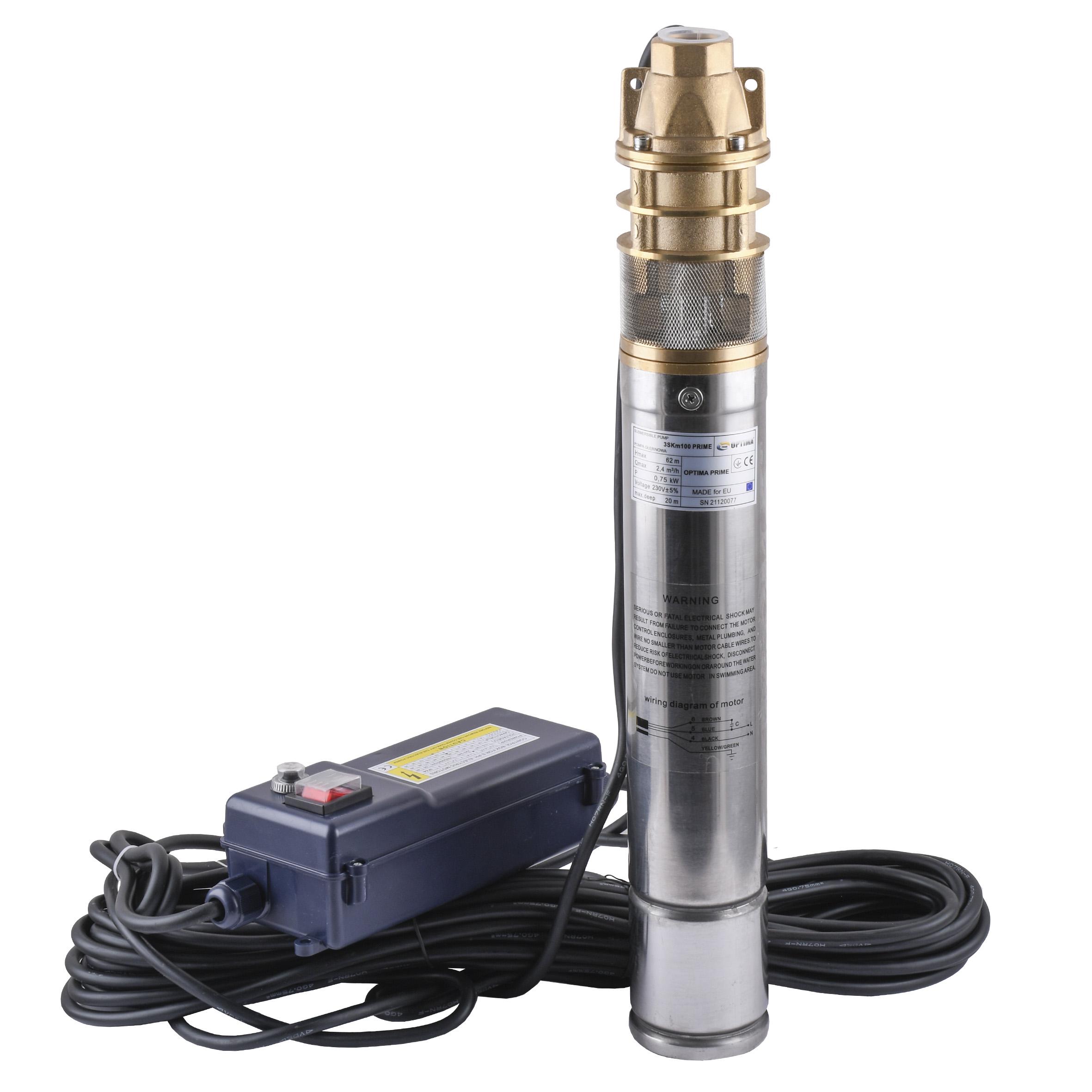 Насос вихровий свердловинний Optima 3SKm100 Prime з пультом/кабель 20 м 0,75 кВт (152124)
