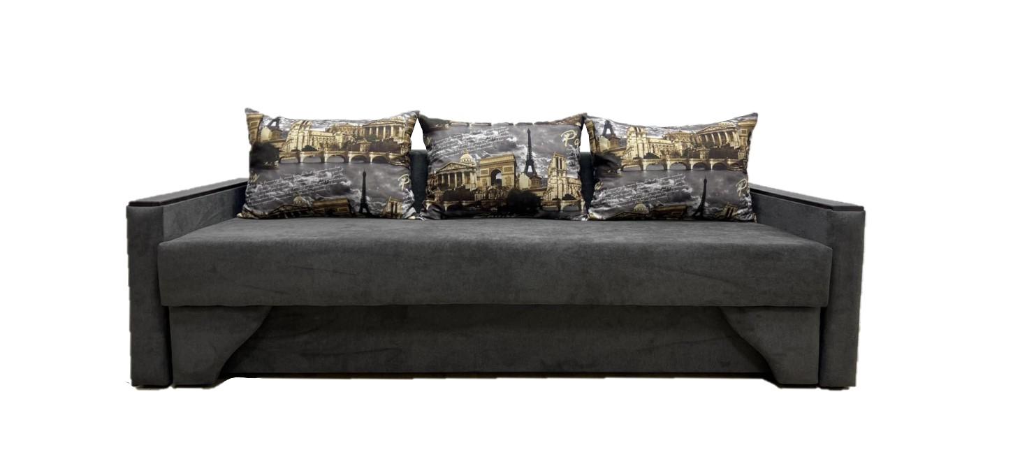 Диван єврокнижка Лео з подушками та нішею 214х87 см Сірий (1764638323)