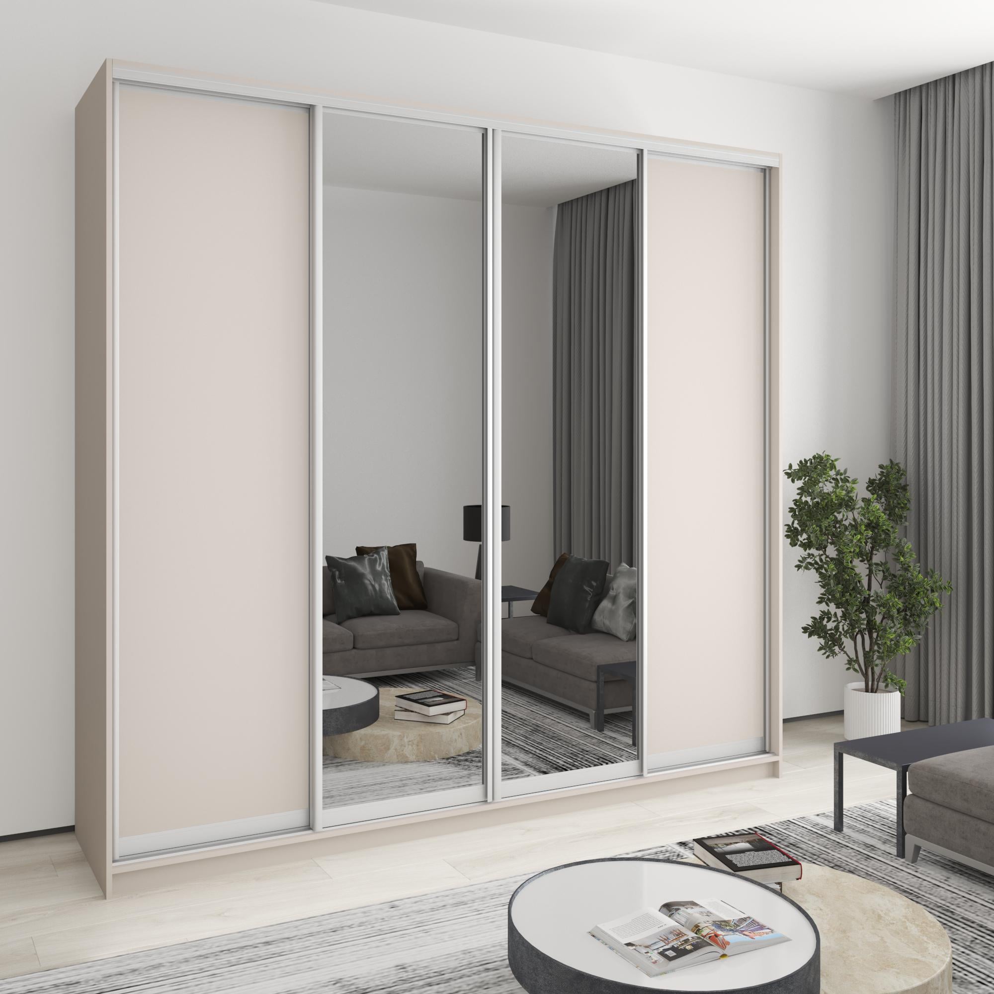 Шкаф-купе четырехдверный MebelStar Стандарт AL 2 ДСП/2 зеркала 250x45x240 см Кашемир (MBS-13138)
