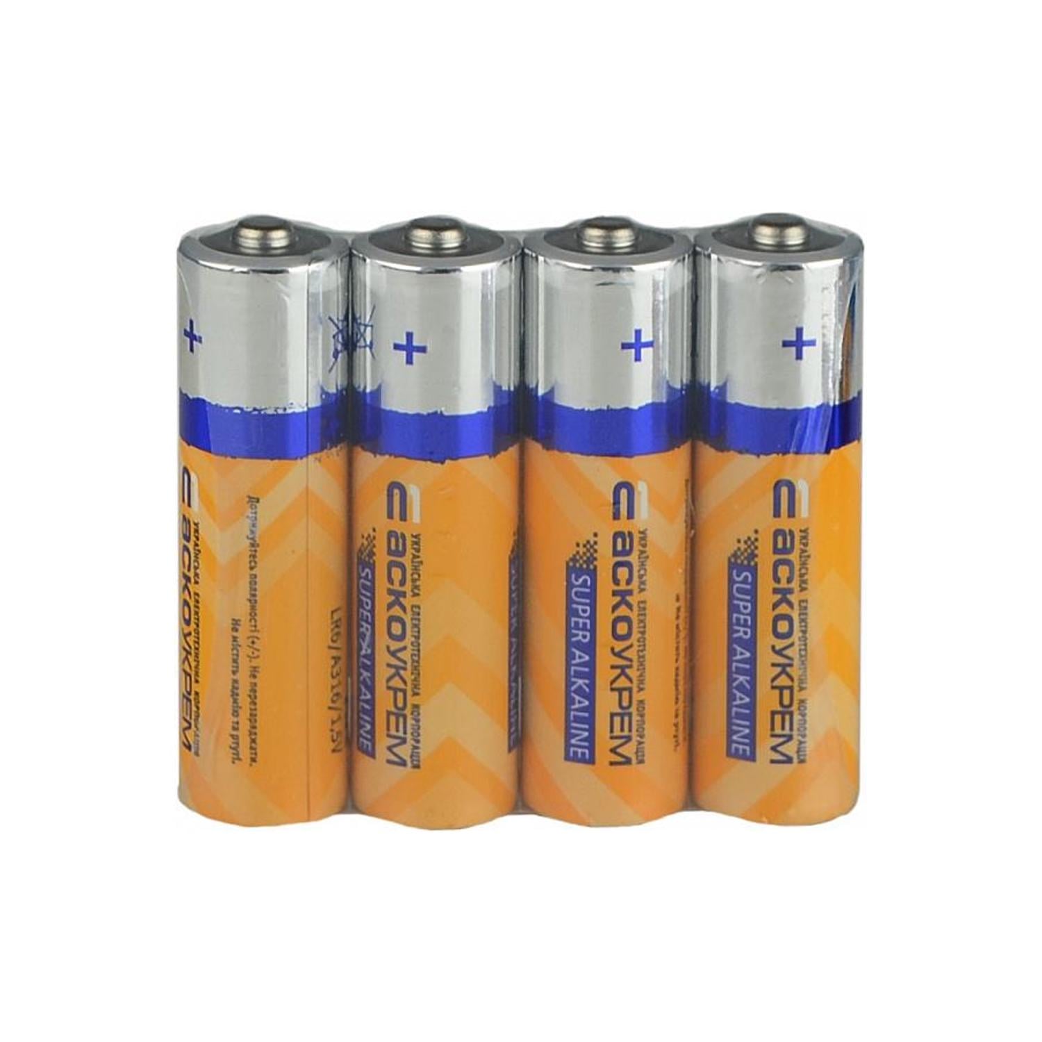 Батарейка АСКО-УКРЕМ АА щелочная 1,5V shrink 4 шт. (Аско.LR6.SP4)
