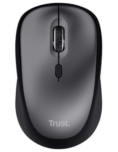 Мышь беспроводная Trust Yvi+ Silent, Grey/черный, USB, оптическая, 800/1600 dpi, 4 кнопки, гнездо для хранения приемника USB, 1xAA