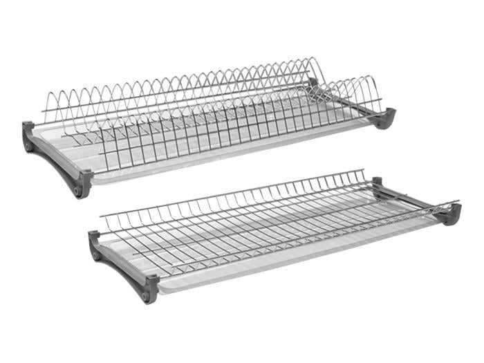 Сушарка для посуду Giff Т1 фасад 800 2 полиці 2 піддона і 4 кріплення Хром (08394)