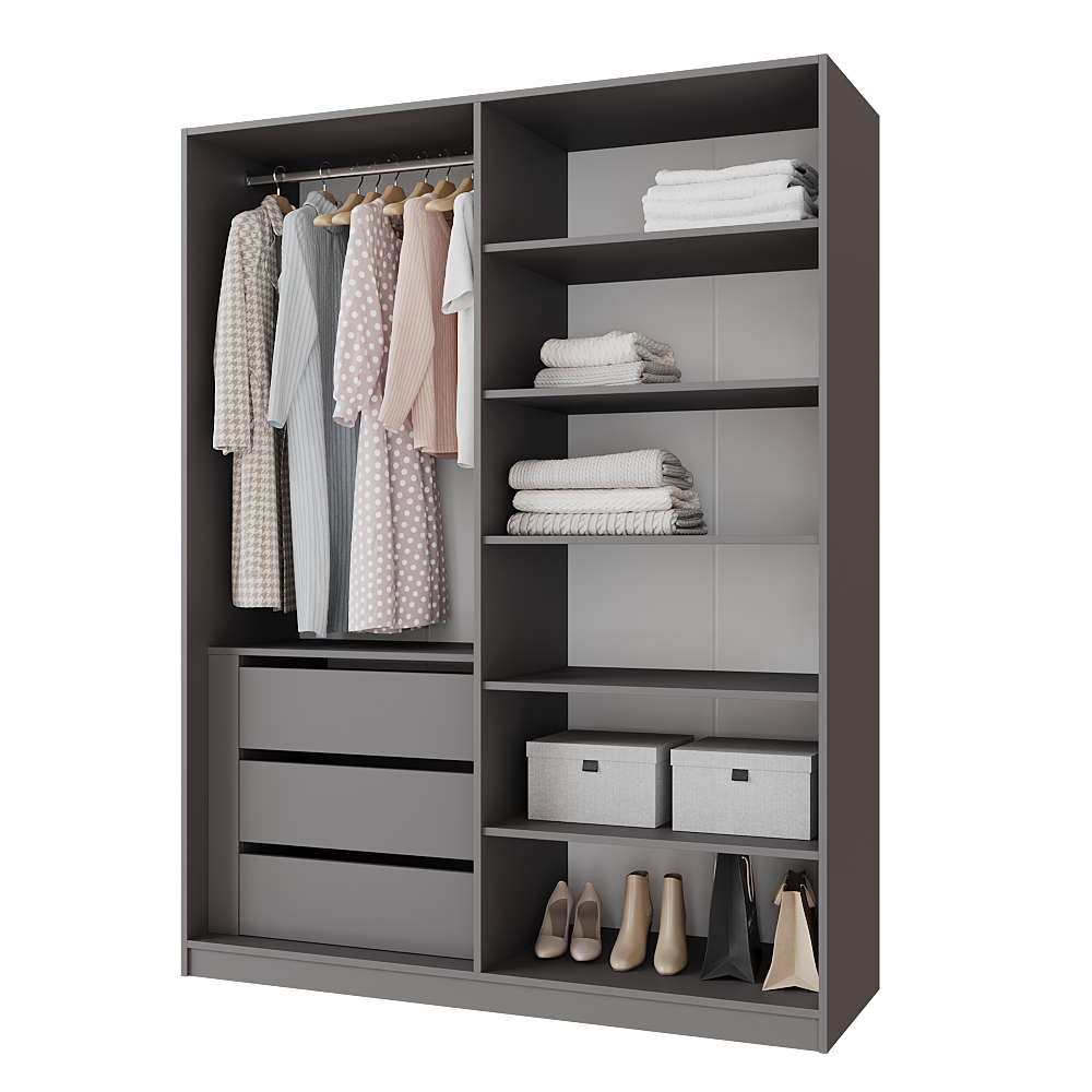 Шафа розпашна з тумбою Меблітренд Чиназес ЧиТ-1600 1600х500х2050 мм Графітовий/Білий (27286200) - фото 2 Шафа розпашна з тумбою Меблітренд Чиназес ЧиТ-1600 1600х500х2050 мм Графітовий/Білий (27286200) - фото 2